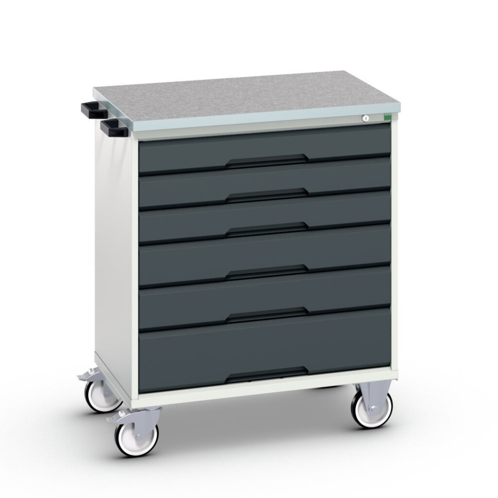 Immagine del prodotto: bott verso Cassettiera mobile, con 6 cassetti e piano in linoleum, LxPxA: 800 x 600 x 980 mm