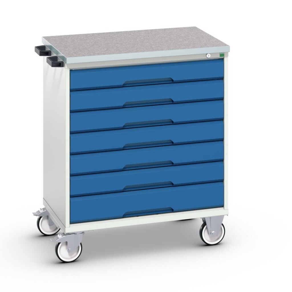 Immagine del prodotto: bott verso Cassettiera mobile, con 7 cassetti e piano in linoleum, LxPxA: 800 x 600 x 980 mm