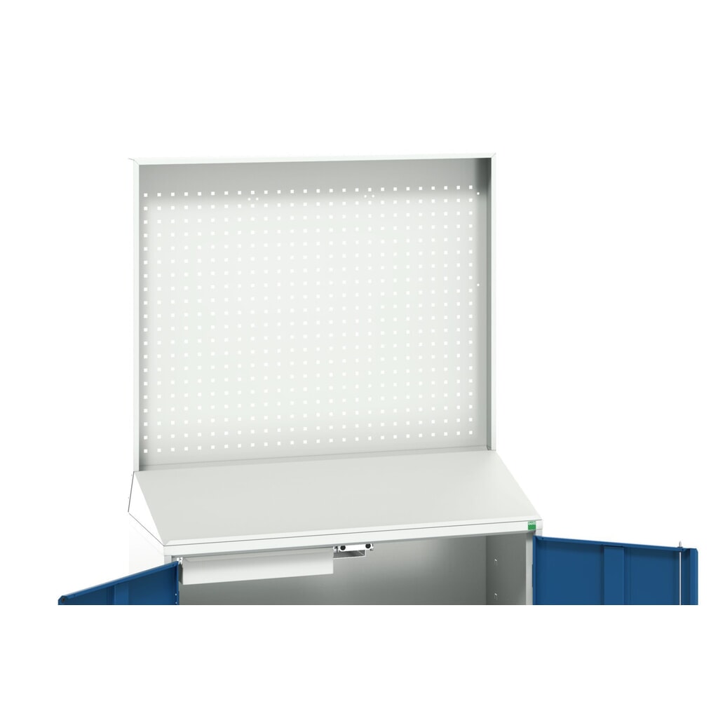 bott verso Scrittoio Economy con parete posteriore perfo, con 2 ripiani e 1 cassetto, LxPxA: 1050 x 550 x 2000 mm Immagine del prodotto: bott verso Scrittoio Economy con parete posteriore perfo, con 2 ripiani e 1 cassetto, LxPxA: 1050 x 550 x 2000 mm