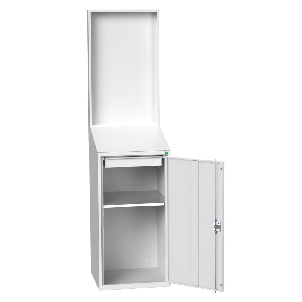 bott verso Scrittoio Economy con parete posteriore liscia, con 1 ripiano, 1 cassetto, LxPxA: 525 x 550 x 2000 mm Immagine del prodotto: bott verso Scrittoio Economy con parete posteriore liscia, con 1 ripiano, 1 cassetto, LxPxA: 525 x 550 x 2000 mm