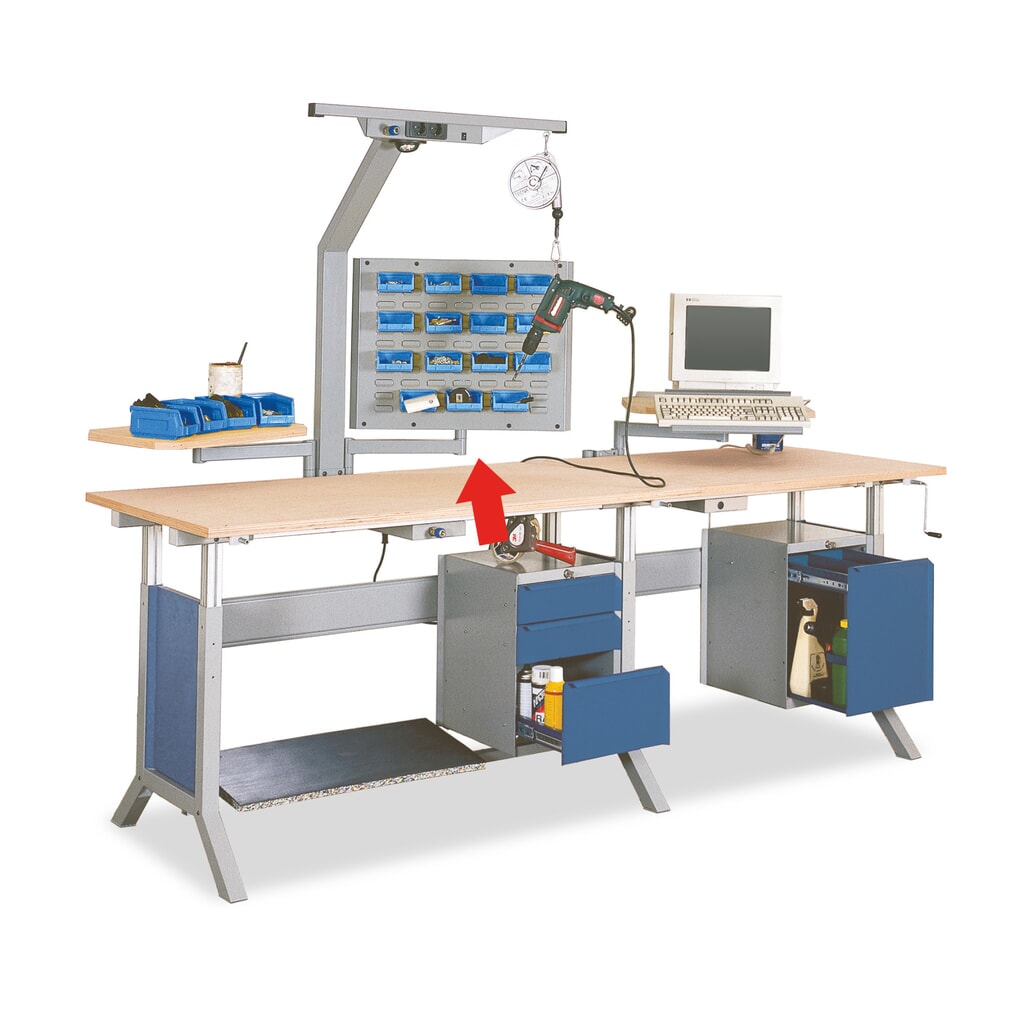 Braccio girevole con combinazione di pareti forate e scanalate per tavolo da lavoro Bedrunka+Hirth, LxP 600 x 40 mm Immagine del prodotto: Braccio girevole con combinazione di pareti forate e scanalate per tavolo da lavoro Bedrunka+Hirth, LxP 600 x 40 mm