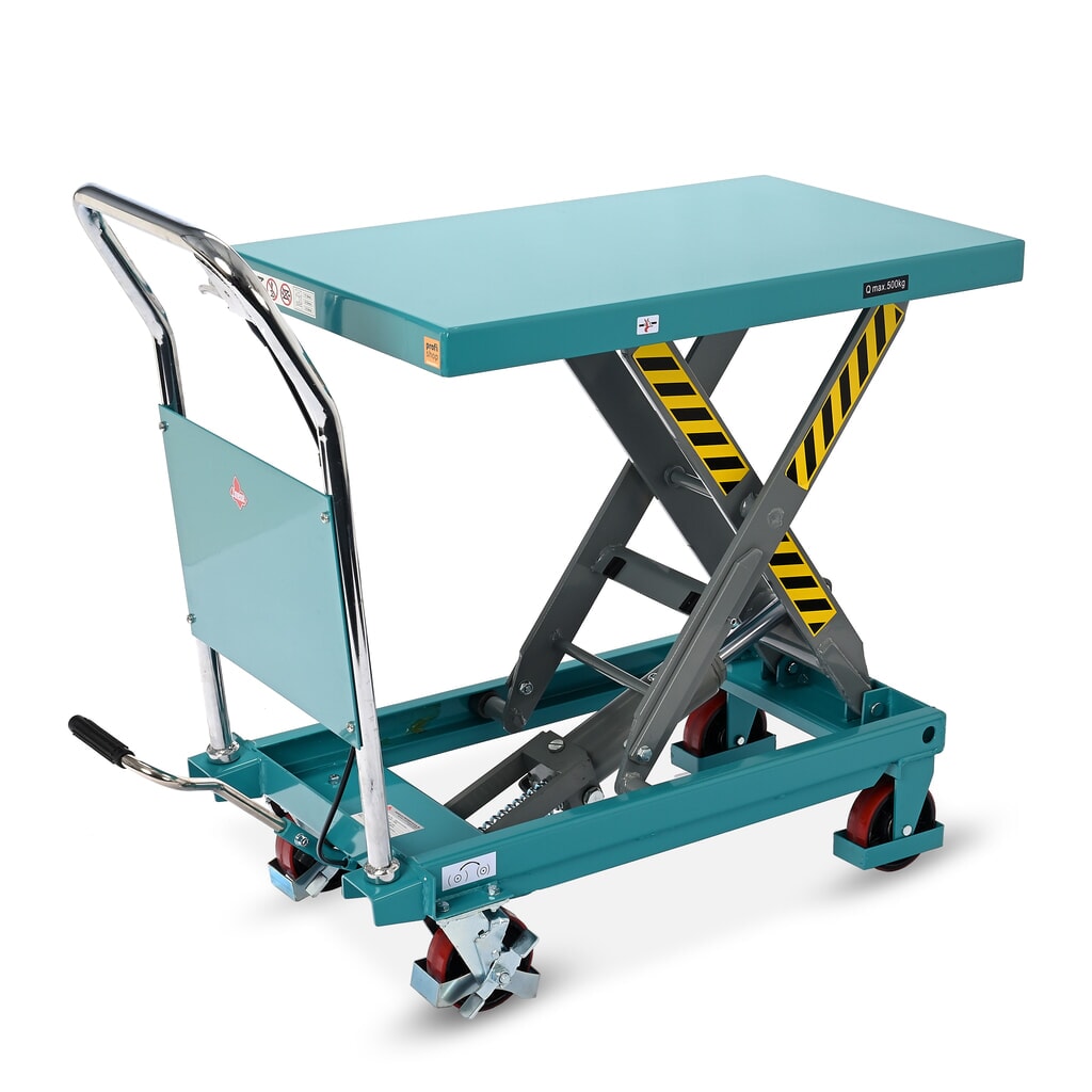 Carrello a pantografo con piano elevatore Ameise®, staffa fissa, portata 500 kg, piattaforma da 850 x 500 mm Immagine del prodotto: Carrello a pantografo con piano elevatore Ameise®, staffa fissa, portata 500 kg, piattaforma da 850 x 500 mm