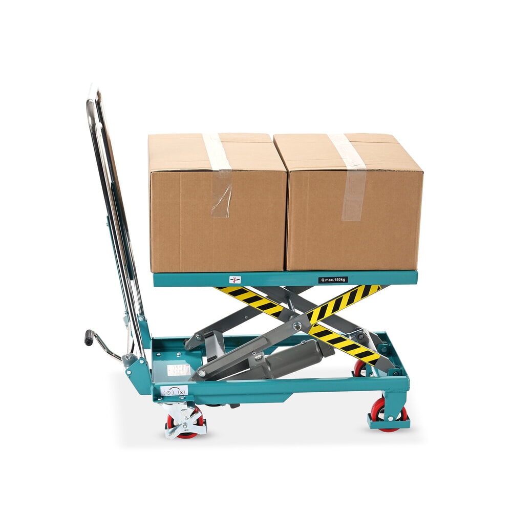 Immagine del prodotto n. 4: Carrello a pantografo con piano elevatore Ameise®, staffa pieghevole, portata 150 kg, piattaforma da 700 x 450 mm