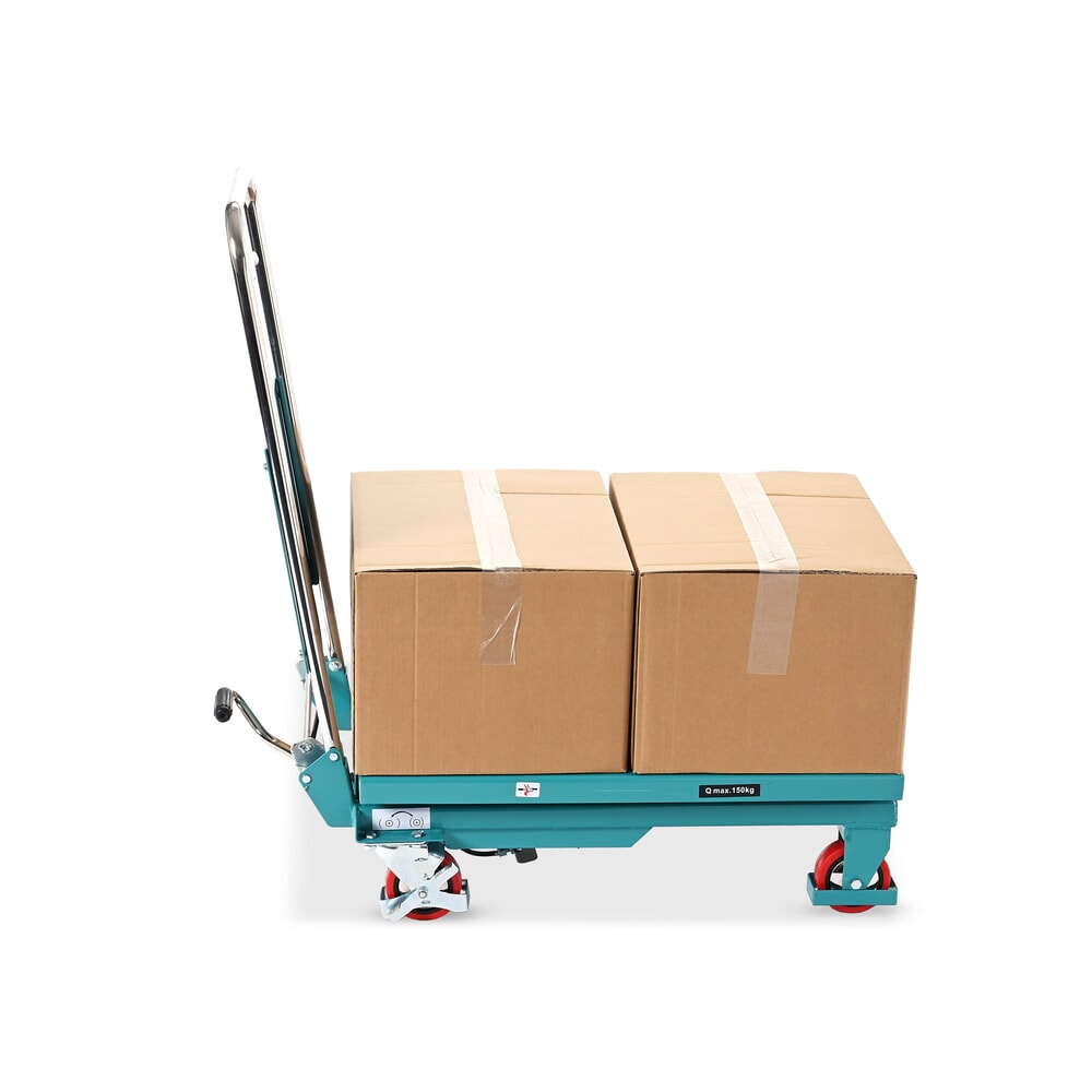 Immagine del prodotto n. 5: Carrello a pantografo con piano elevatore Ameise®, staffa pieghevole, portata 150 kg, piattaforma da 700 x 450 mm