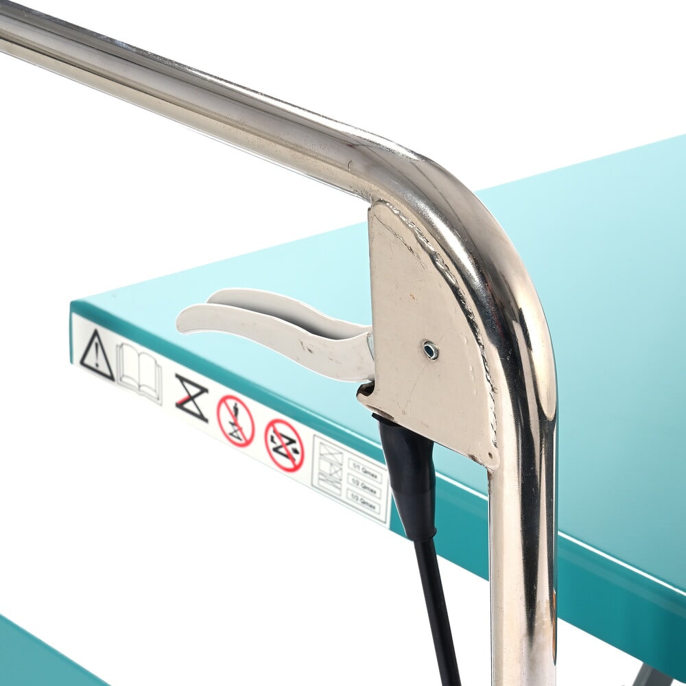 Immagine del prodotto n. 12: Carrello a pantografo con piano elevatore Ameise®, staffa pieghevole, portata 150 kg, piattaforma da 700 x 450 mm