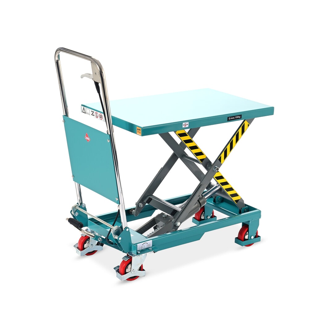 Immagine del prodotto n. 13: Carrello a pantografo con piano elevatore Ameise®, staffa pieghevole, portata 150 kg, piattaforma da 700 x 450 mm
