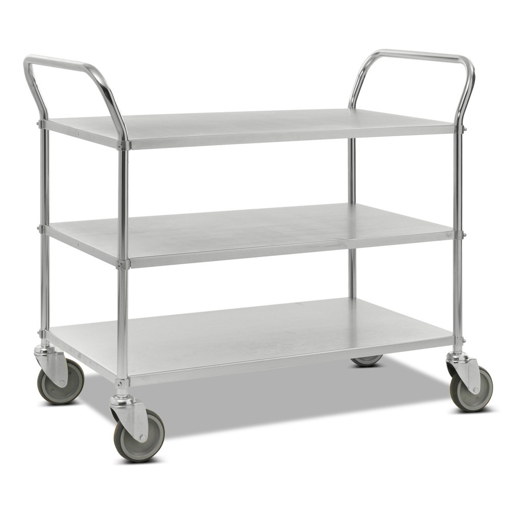 Immagine del prodotto: Carrello con pianale, completamente zincato, staffa verticale, 3 ripiani da 900 x 540 mm