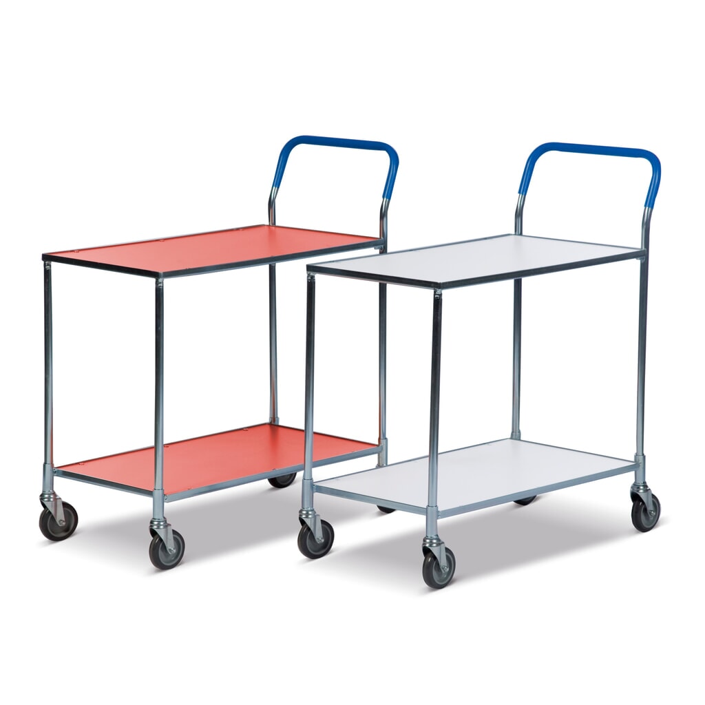 Carrello con pianale con fondo in laminato, rosso Immagine del prodotto: Carrello con pianale con fondo in laminato, rosso