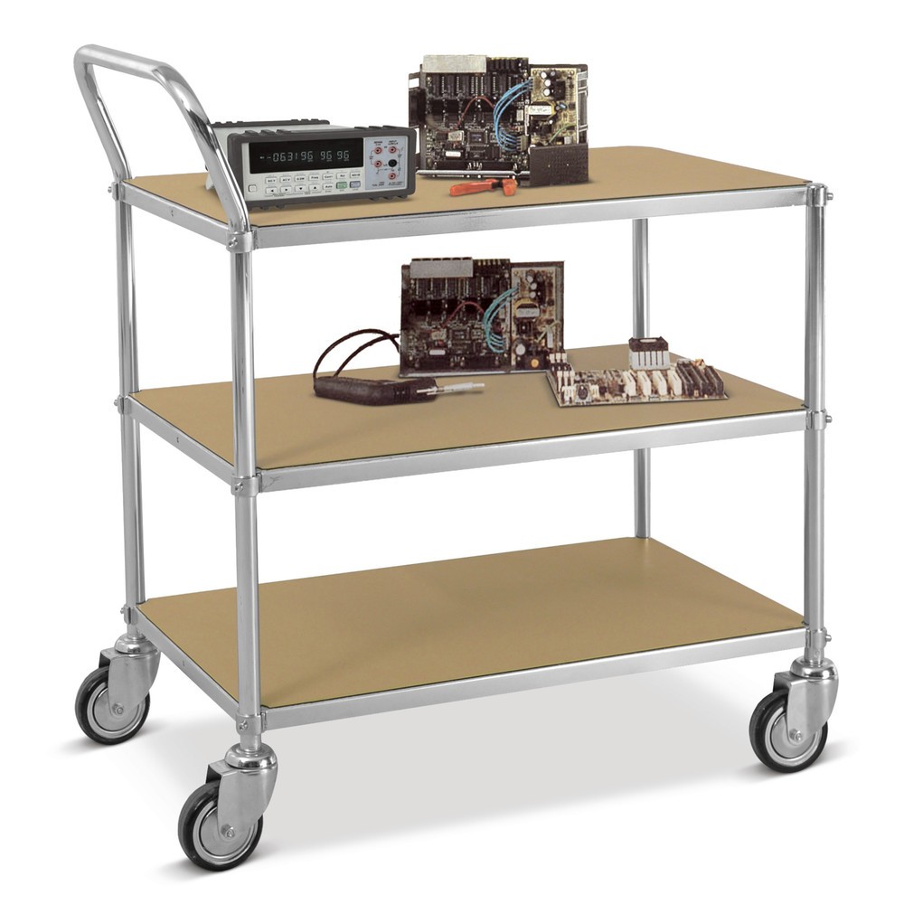 Immagine del prodotto: Carrello a pianale ESD, 1 staffa, 3 ripiani da 760 x 440 mm