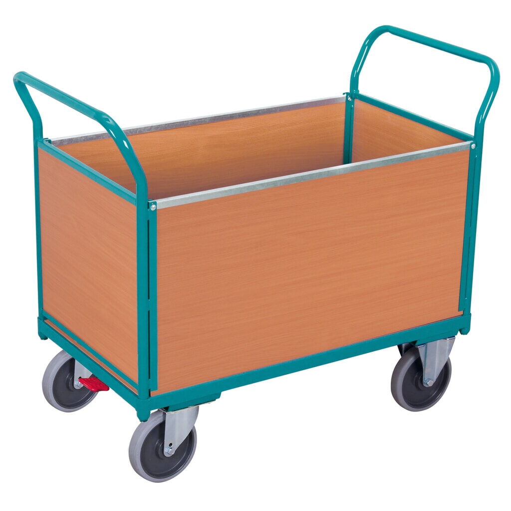 Immagine del prodotto: carrello a piattaforma Ameise®, 4 lati con pareti in legno, zona di carico LxP 652 x 1.000 mm