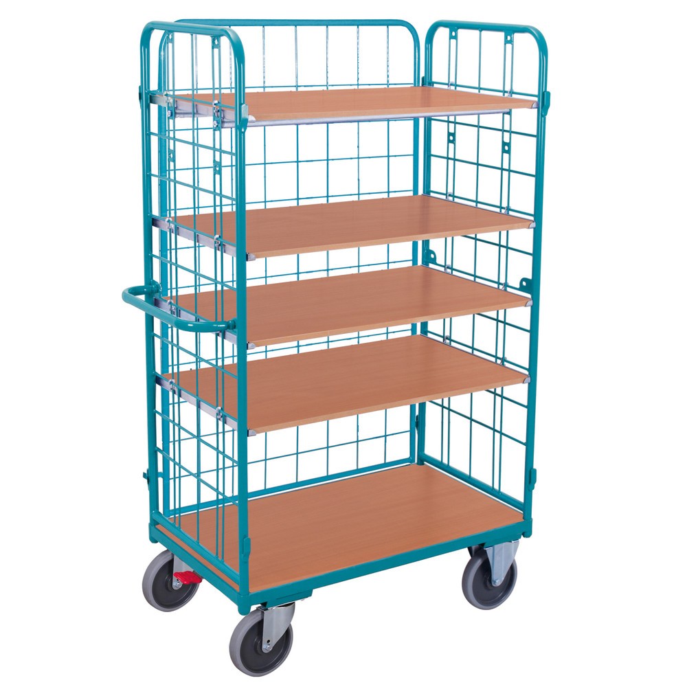 Immagine del prodotto n. 1: carrello a ripiani Ameise®, con rete metallica, chiuso su 3 lati, 5 piani da 1.000 x 700 mm