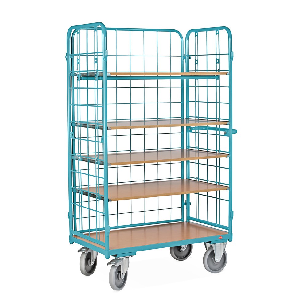 Immagine del prodotto n. 3: carrello a ripiani Ameise®, con rete metallica, chiuso su 3 lati, 5 piani ciascuno 1.000 x 600 mm