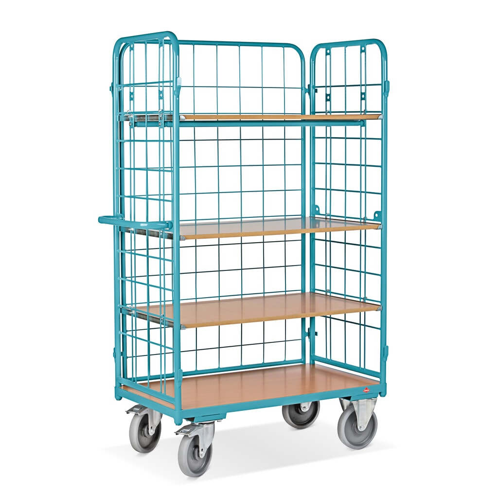 carrello a ripiani Ameise®, con rete metallica, chiuso su 3 lati, 4 livelli da 1.000 x 600 mm Immagine del prodotto n. 4: carrello a ripiani Ameise®, con rete metallica, chiuso su 3 lati, 4 livelli da 1.000 x 600 mm