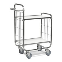 Immagine del prodotto n. 1: Carrello a scaffale, zincato, 2 pannelli a griglia, lato frontale alto, 2 piani laminati da 1.200 x 425 mm