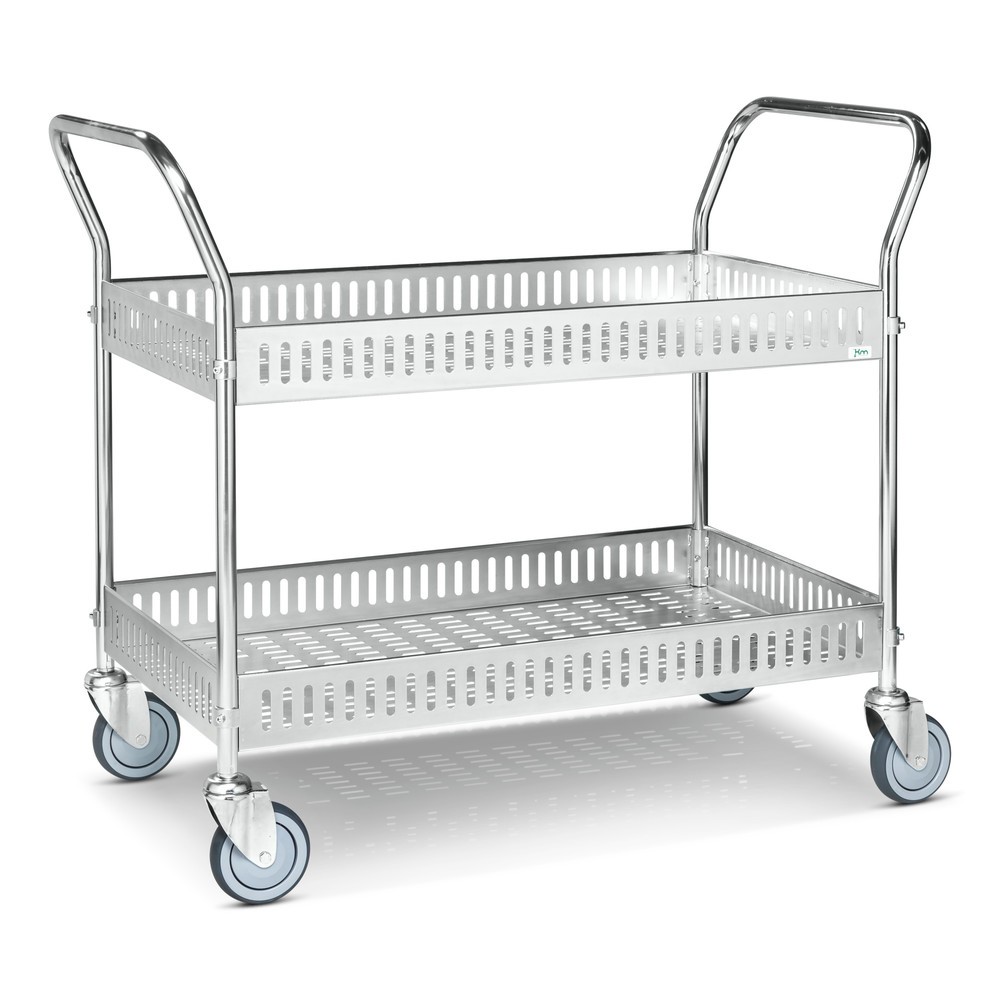 Immagine del prodotto: Carrello a vassoio, completamente zincato, staffa verticale, 2 ripiani da 935 x 535 mm