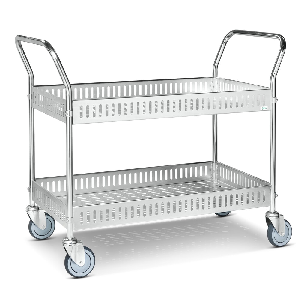 Immagine del prodotto: Carrello a vassoio, completamente zincato, staffa verticale, 2 ripiani da 935 x 535 mm