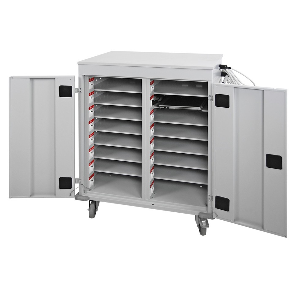 Immagine del prodotto n. 2: Carrello ad ante porta laptop/tablet, HxLxP 1.060 x 920 x 500 mm, 16 scomparti incl. alimentatore