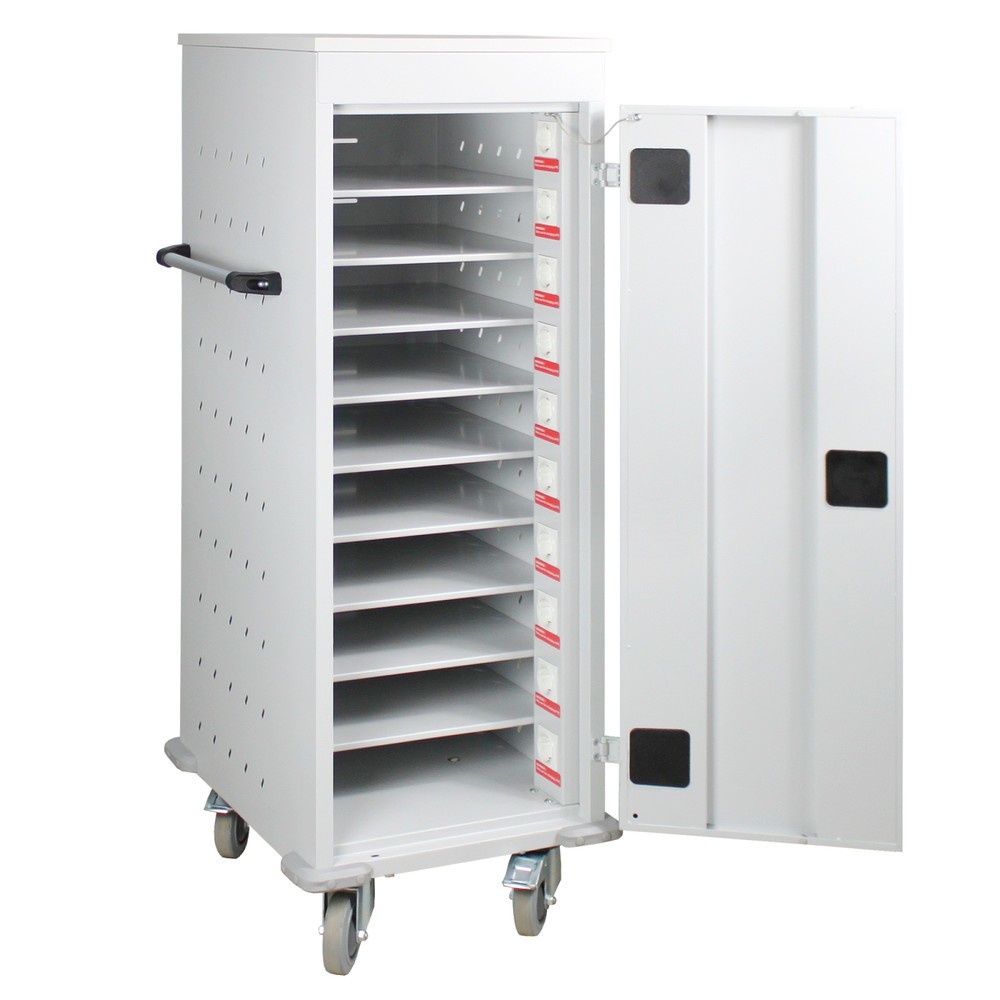 Immagine del prodotto n. 2: Carrello ad ante porta laptop/tablet, HxLxP 1.250 x 530 x 500 mm, 10 scomparti incl. alimentatore