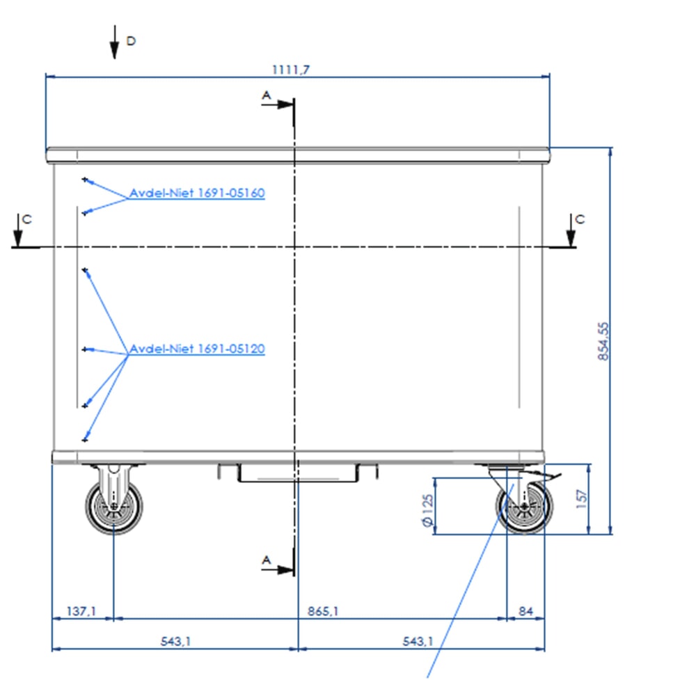 Immagine del prodotto n. 4: Carrello con fondo molleggiato in alluminio, volume 380 litri