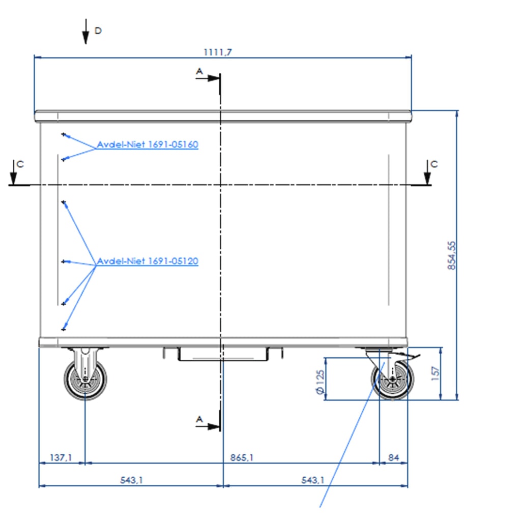 Immagine del prodotto n. 4: Carrello con fondo molleggiato in alluminio, volume 380 litri
