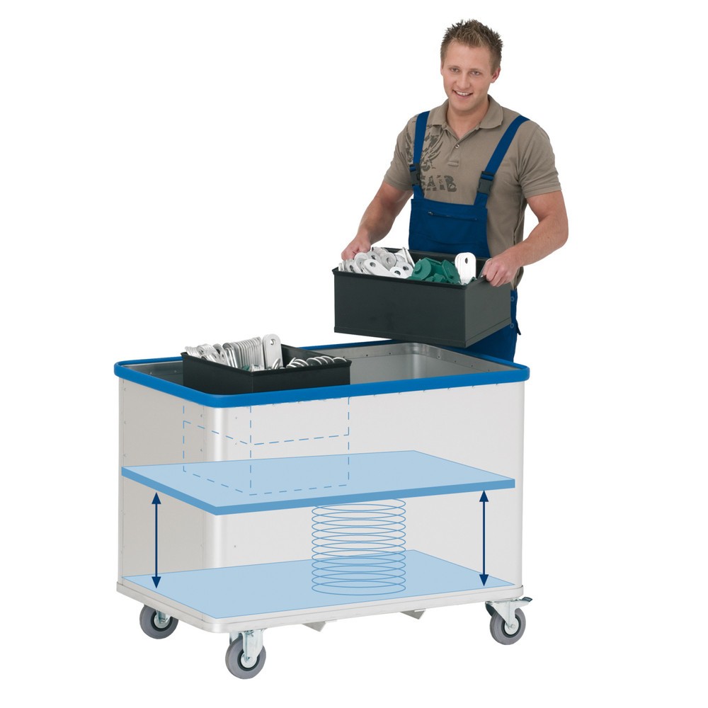 Carrello con fondo molleggiato in alluminio