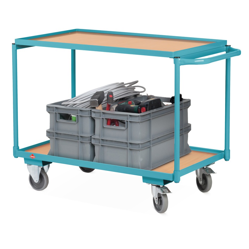 Immagine del prodotto n. 3: Carrello con pianale Ameise®, staffa scorrevole orizzontale, 2 ripiani da 850 x 500 mm, portata 250 kg