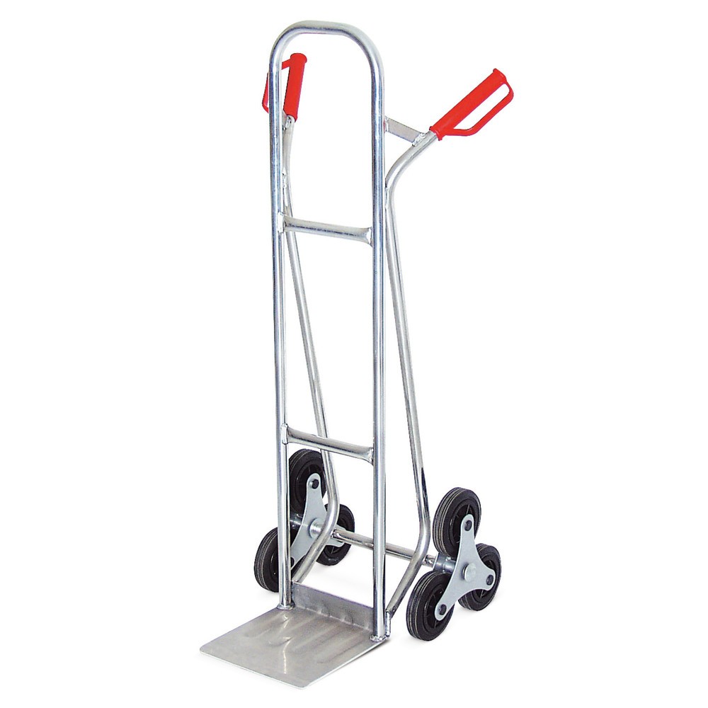 Immagine del prodotto: Carrello con scaletta BASIC, con corpo ruota a 3 bracci, portata 150 kg, pala LxP 280 x 230 mm, alluminio
