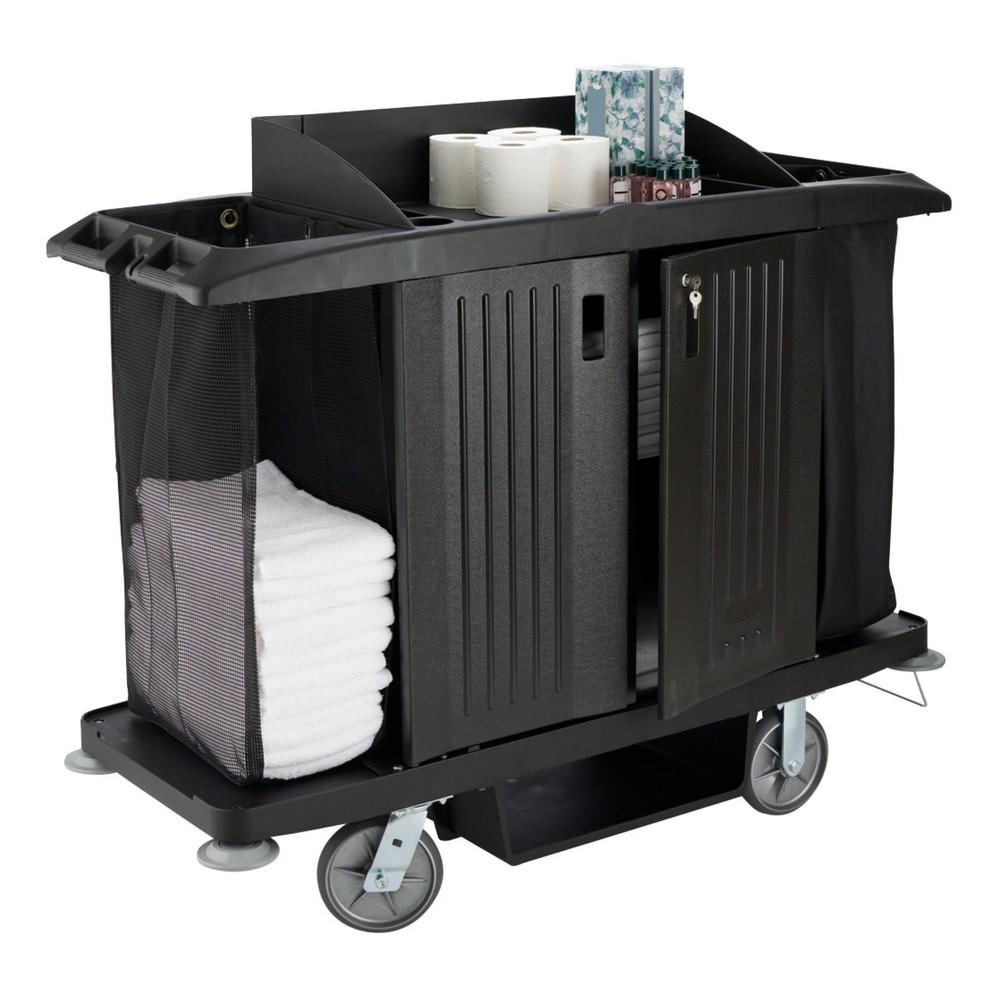 Immagine del prodotto n. 2: Carrello da hotel Rubbermaid® GroundsKeeper, nero, AxLxP 1.270 x 559 x 1.524 mm