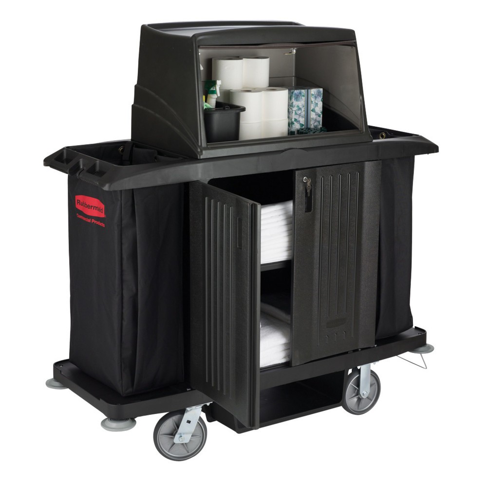 Immagine del prodotto n. 3: Carrello da hotel Rubbermaid® GroundsKeeper, nero, AxLxP 1.270 x 559 x 1.524 mm