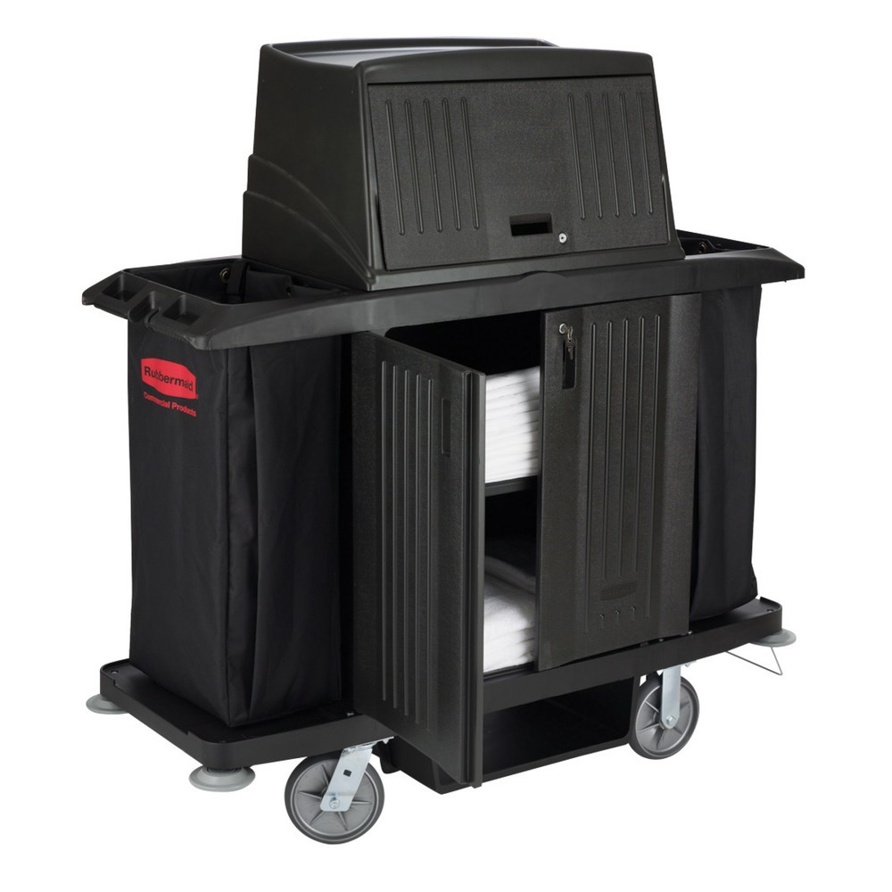 Immagine del prodotto n. 4: Carrello da hotel Rubbermaid® GroundsKeeper, nero, AxLxP 1.270 x 559 x 1.524 mm