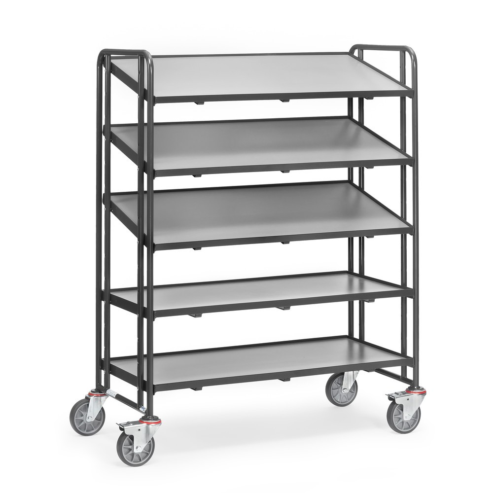 Immagine del prodotto: fetra® Eurobox carrello a ripiani, con pavimento, capacità di carico 300 kg, 5 ripiani da 1240 x 610 mm, grigio antracite