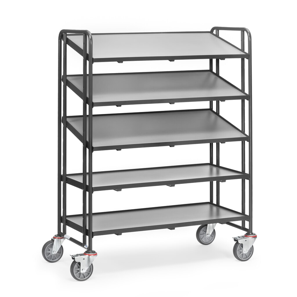 Immagine del prodotto n. 1: fetra® Eurobox carrello a ripiani, con pavimento, capacità di carico 300 kg, 5 ripiani da 1240 x 610 mm, grigio antracite