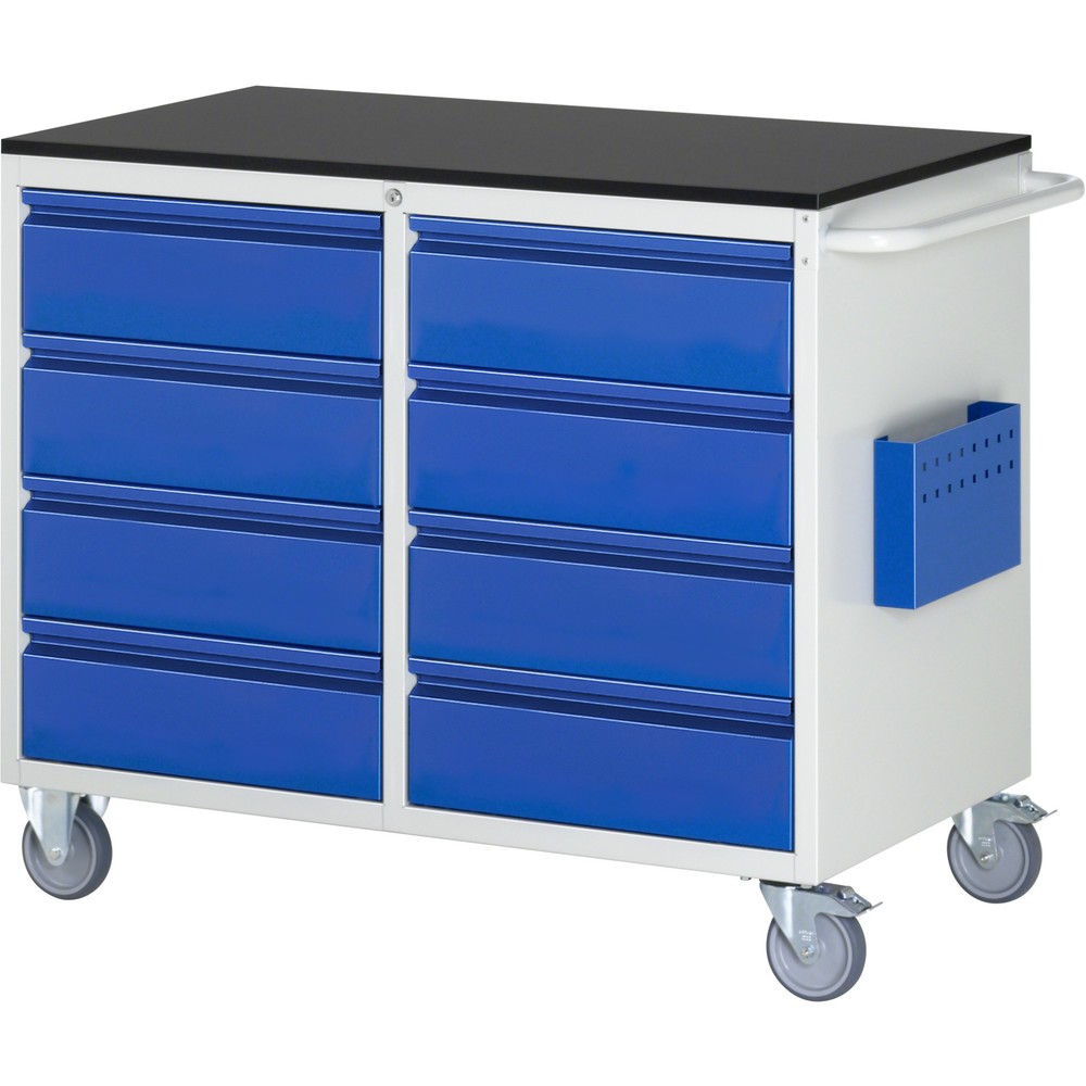 Immagine del prodotto n. 1: Carrello di montaggio RAU Serie 7000, AxLxP 975 x 1.145 x 650 mm, 8 cassetti 8 x 180 mm, piano di lavoro in melamina, portata cassetti 100 kg
