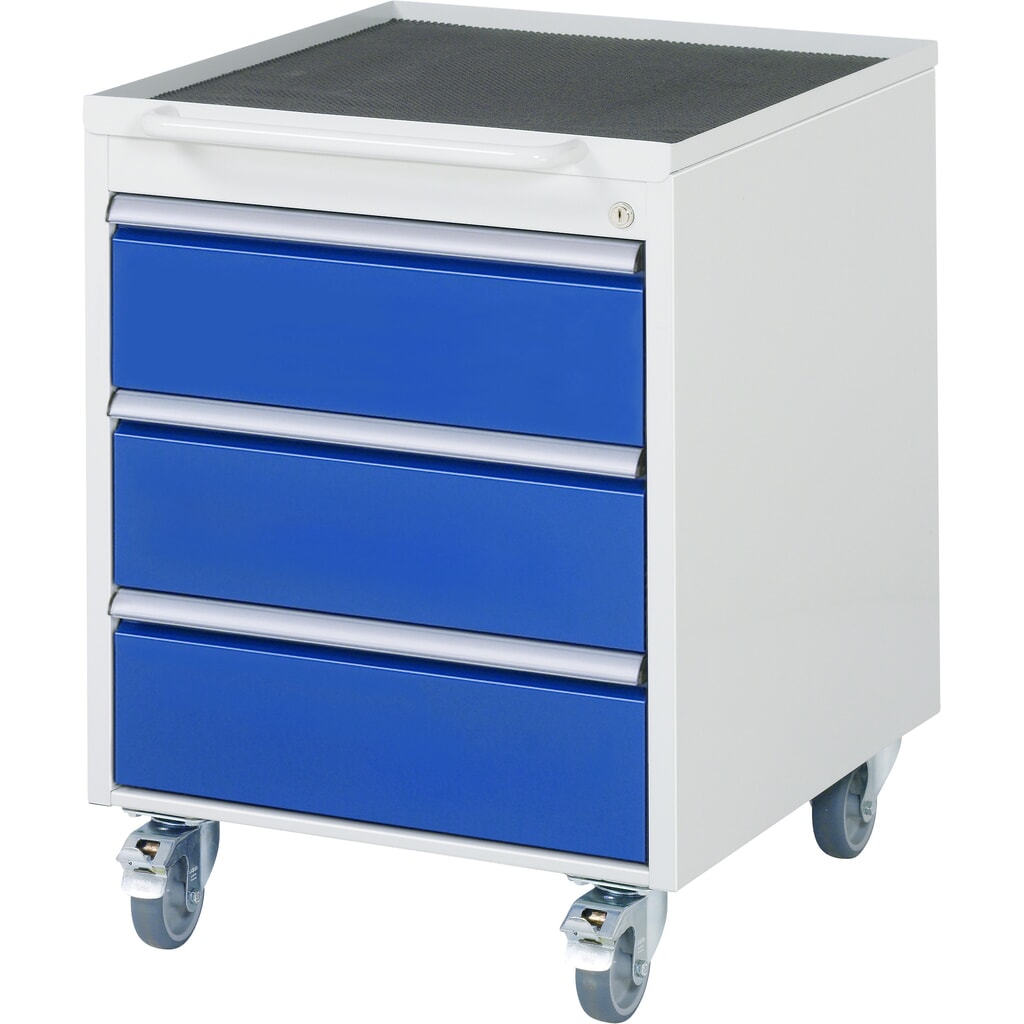 Immagine del prodotto: Carrello di montaggio RAU Serie 7000, AxLxP 745 x 580 x 650 mm, staffa richiudibile, 3 cassetti 3 x 180 mm, piano di lavoro in metallo