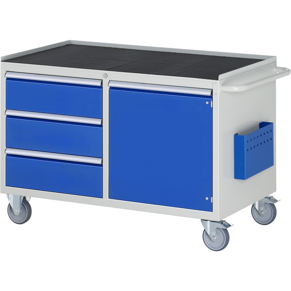 Immagine del prodotto n. 1: RAU Carrello da officina Serie 7000, HxLxP 795 x 1.145 x 650 mm, con 3 cassetti misura L e 1 anta battente misura L, piano di appoggio in metallo