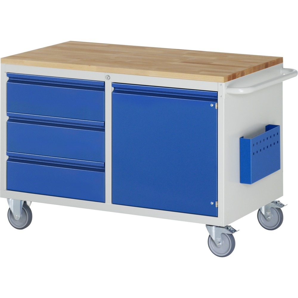 Immagine del prodotto n. 1: Carrello di montaggio RAU Serie 7000, AxLxP 795 x 1.145 x 650 mm, 1 ante a battente, 3 cassetti ad estrazione parziale, piano di lavoro in faggio