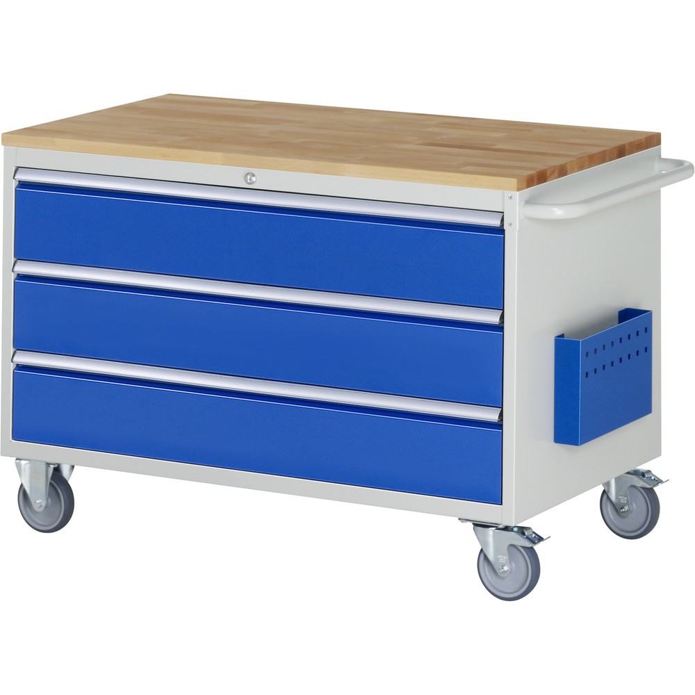 Immagine del prodotto n. 1: RAU Carrello da officina Serie 7000, HxLxP 795 x 1.145 x 650 mm, con 3 cassetti misura XXL, piano di lavoro in faggio massiccio