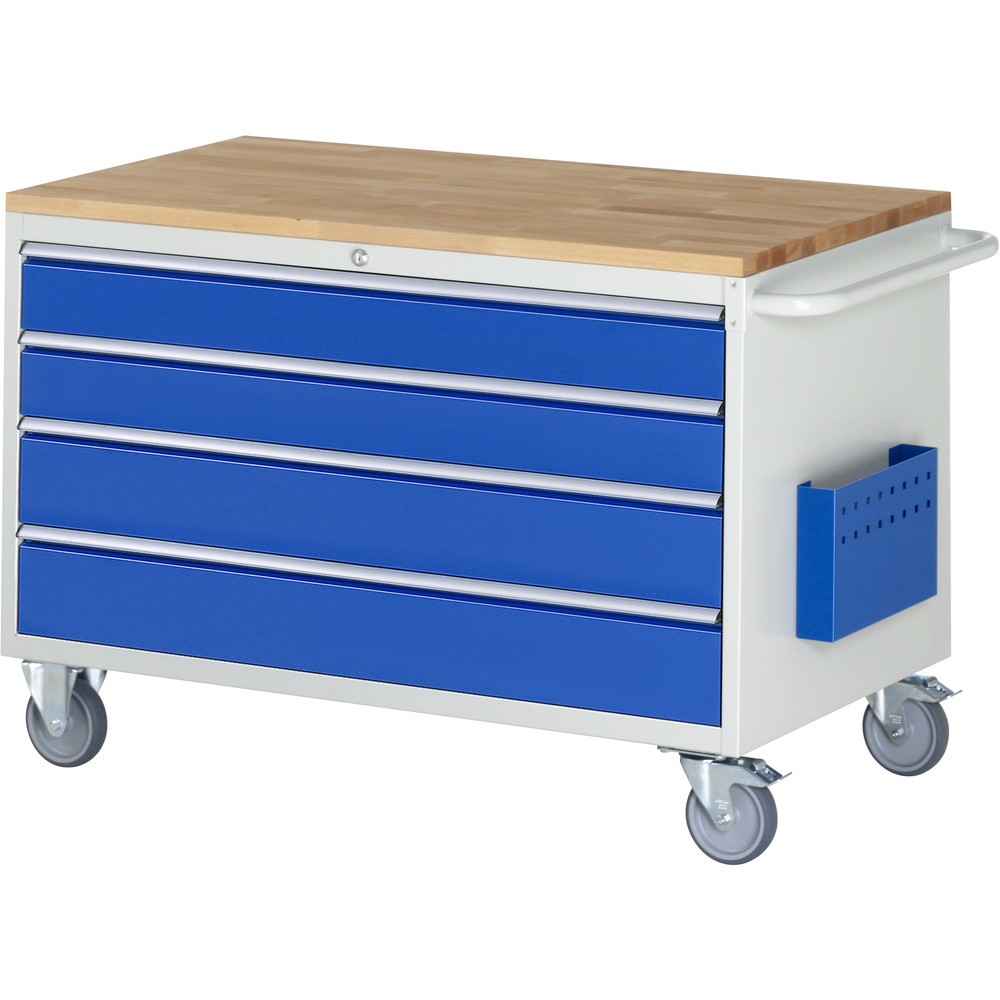 Immagine del prodotto: RAU Carrello da officina Serie 7000, HxLxP 795 x 1.145 x 650 mm, con 4 cassetti misura XXL, piano di lavoro in faggio massiccio
