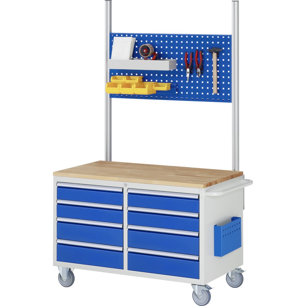 Immagine del prodotto n. 4: Carrello di montaggio RAU Serie 7000, AxLxP 795 x 1.145 x 650 mm, 6 cassetti, piano di lavoro in faggio, portata cassetti 100 kg