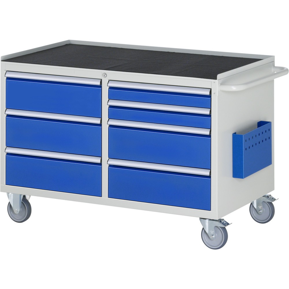 Immagine del prodotto n. 1: Carrello di montaggio RAU Serie 7000, AxLxP 795 x 1.145 x 650 mm, 7 cassetti, piano di lavoro in metallo, portata cassetti 100 kg