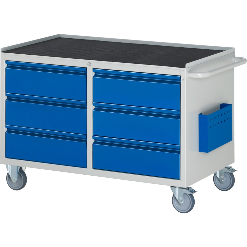 Immagine del prodotto n. 1: Carrello di montaggio RAU Serie 7000, AxLxP 795 x 1.145 x 650 mm, 6 cassetti, piano di lavoro in metallo, portata cassetti 100 kg