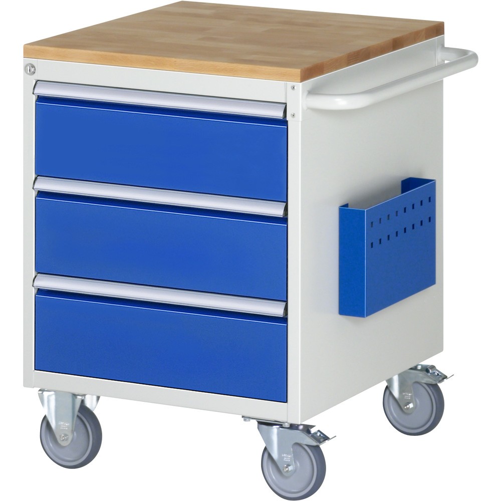 Immagine del prodotto n. 1: RAU Carrello da officina Serie 7000, HxLxP 795 x 580 x 650 mm, con 3 cassetti misura L, piano di lavoro in faggio massiccio