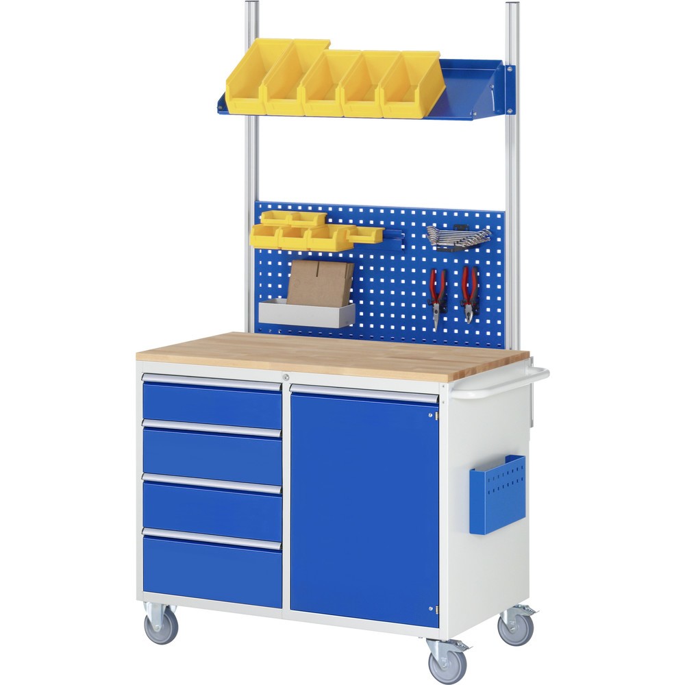 Immagine del prodotto n. 4: Carrello di montaggio RAU Serie 7000, AxLxP 975 x 1.145 x 650 mm, 8 cassetti 8 x 180 mm, piano di lavoro in metallo, portata cassetti 100 kg