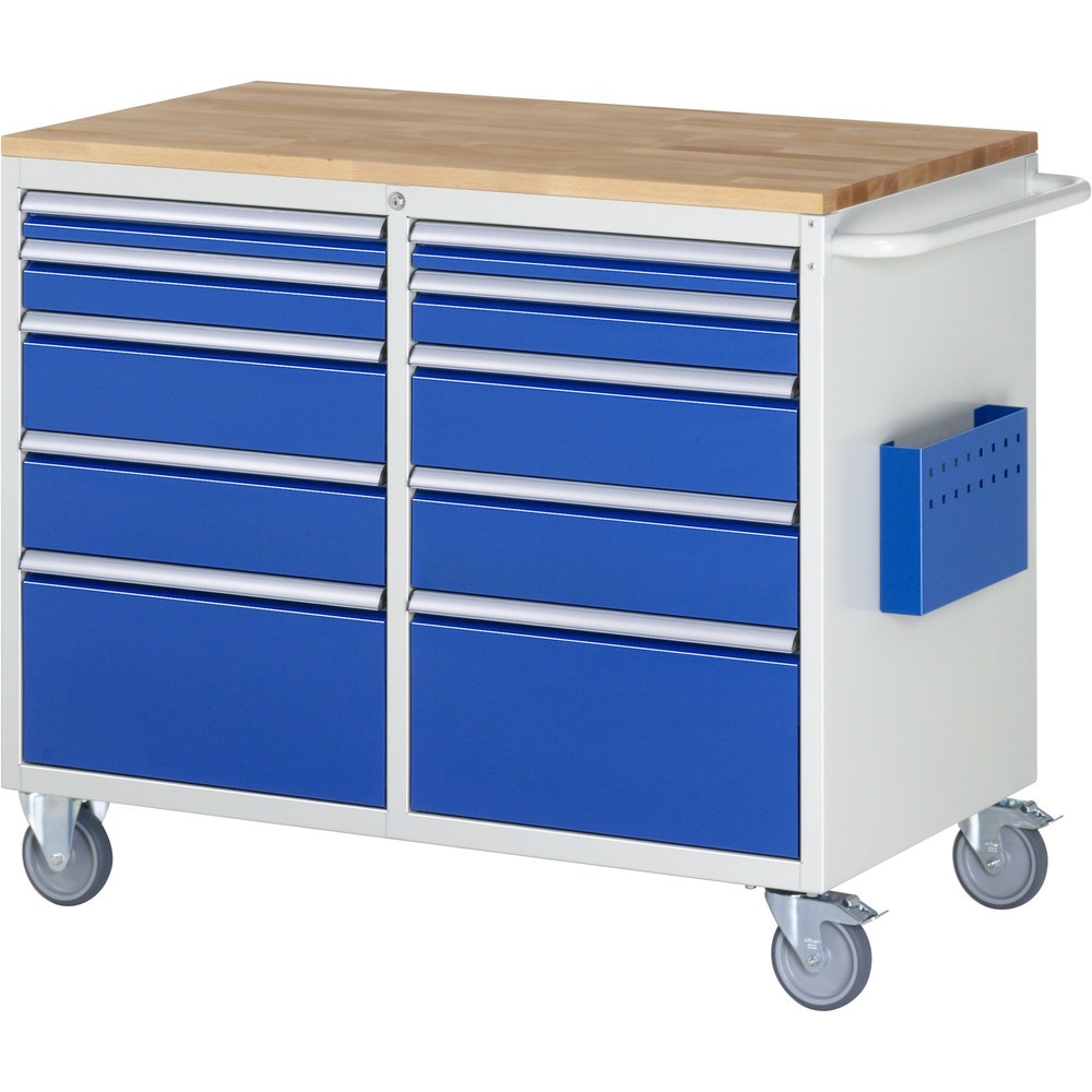 Immagine del prodotto n. 1: RAU Carrello da officina Serie 7000, HxLxP 975 x 1.145 x 650 mm, con 10 cassetti misura L, 5x a sinistra, 5x a destra, piano di lavoro in faggio massiccio