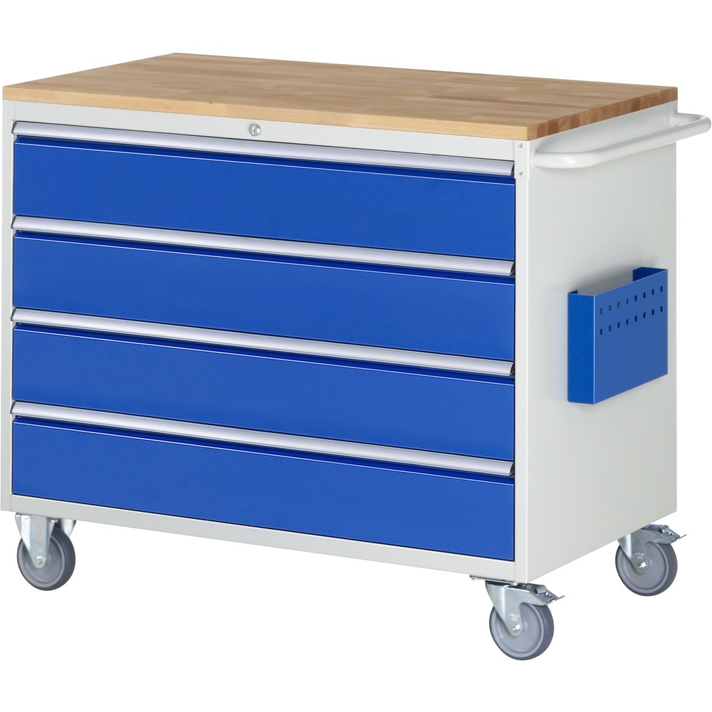 Immagine del prodotto: RAU Carrello da officina Serie 7000, HxLxP 975 x 1.145 x 650 mm, con 4 cassetti misura XXL, piano di lavoro in faggio massiccio