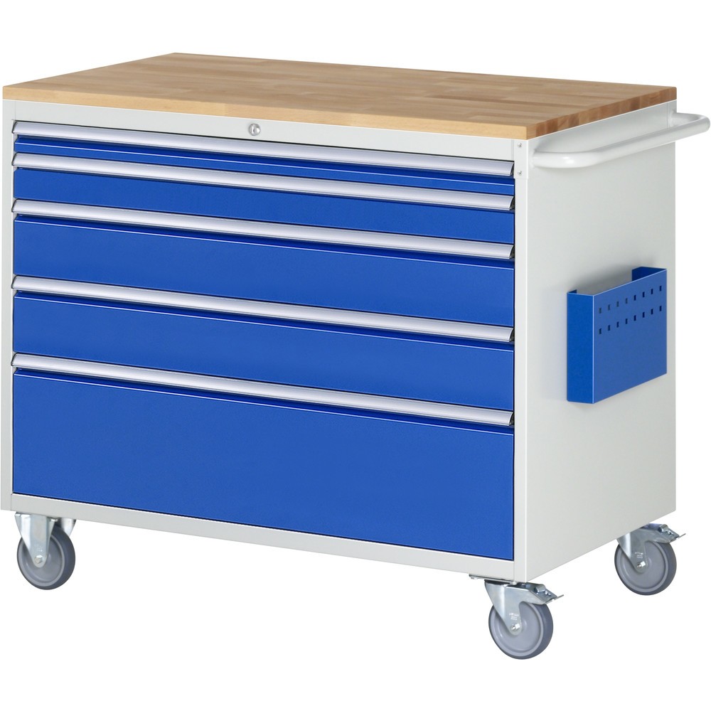Immagine del prodotto: RAU Carrello da officina Serie 7000, HxLxP 975 x 1.145 x 650 mm, con 5 cassetti misura XXL, piano di lavoro in faggio massiccio