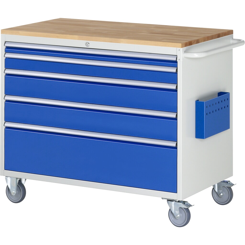 RAU Carrello da officina Serie 7000, HxLxP 975 x 1.145 x 650 mm, con 5 cassetti misura XXL, piano di lavoro in faggio massiccio Immagine del prodotto: RAU Carrello da officina Serie 7000, HxLxP 975 x 1.145 x 650 mm, con 5 cassetti misura XXL, piano di lavoro in faggio massiccio