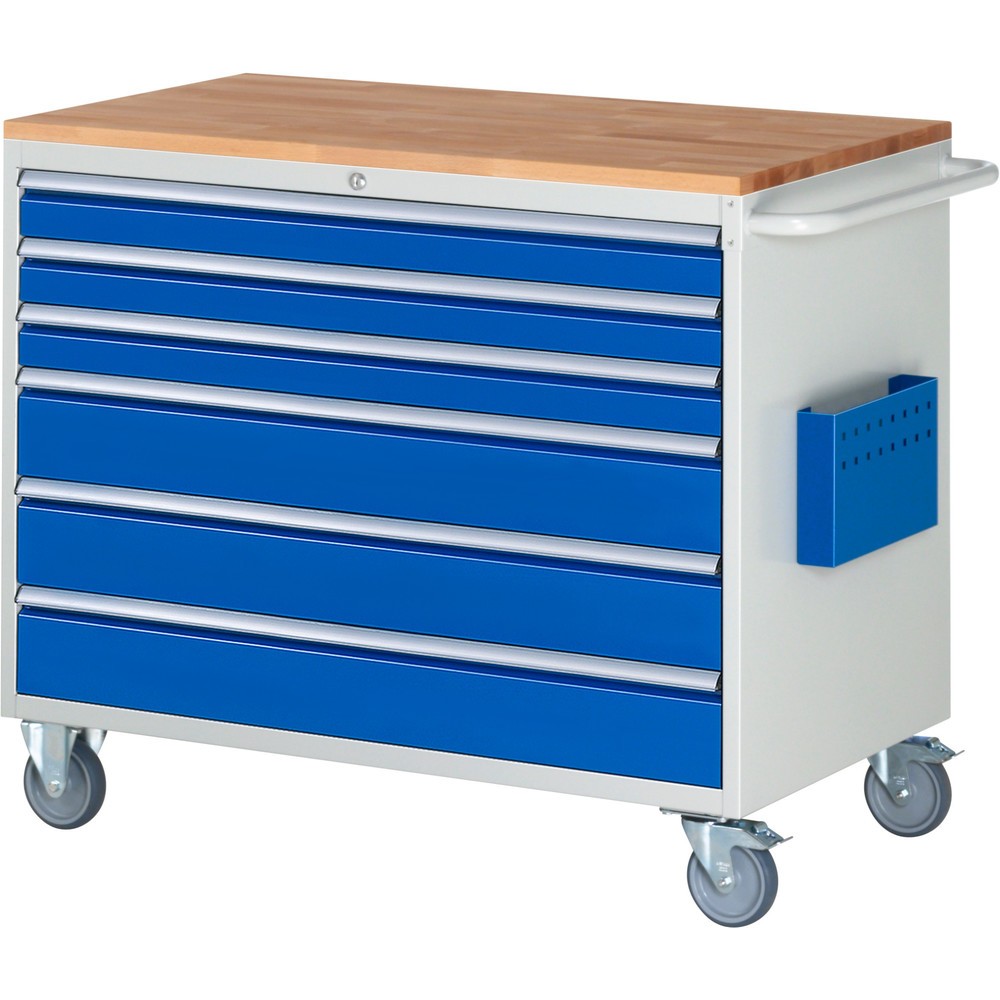 Immagine del prodotto: RAU Carrello da officina Serie 7000, HxLxP 975 x 1.145 x 650 mm, con 6 cassetti misura XXL, piano di lavoro in faggio massiccio