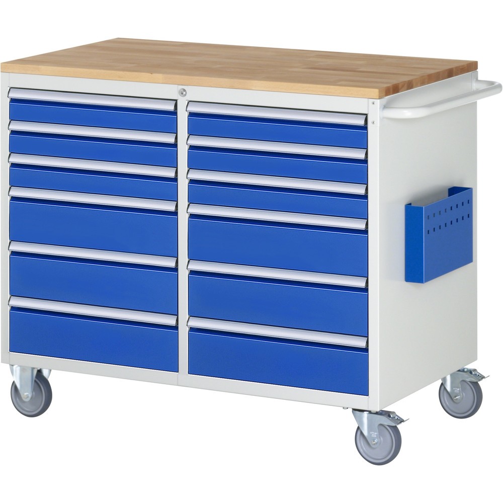 Immagine del prodotto n. 1: Carrello di montaggio RAU Serie 7000, AxLxP 975 x 1.145 x 650 mm, 12 cassetti 6 x 90, 6 x 150 mm, piano di lavoro in faggio, portata cassetti 100 kg