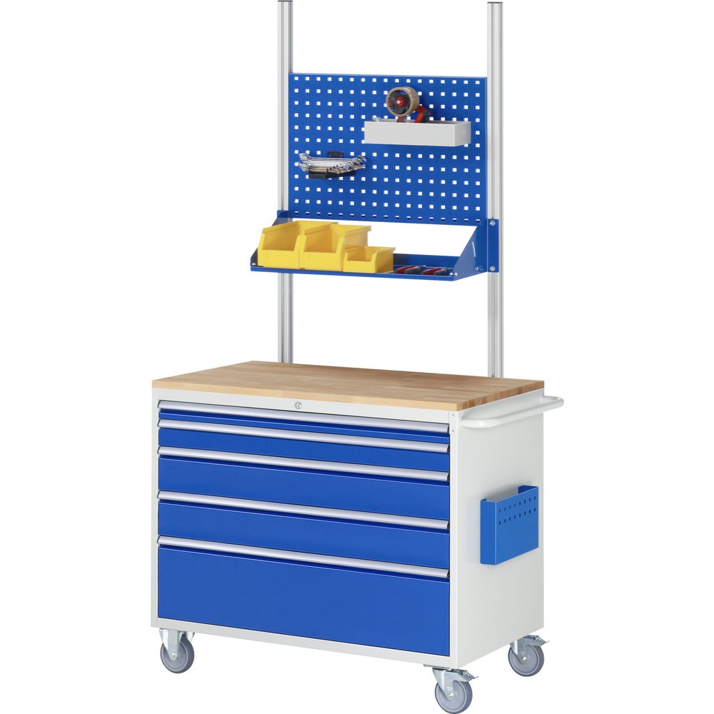 Immagine del prodotto n. 4: Carrello di montaggio RAU Serie 7000, AxLxP 975 x 1.145 x 650 mm, 6 cassetti 6 x 120 mm, piano di lavoro in faggio, portata cassetti 50 kg